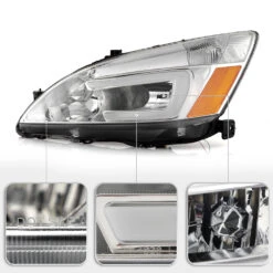2003-2007 Honda Accord Optic-Style LED Tube Headlights - Chrome 10 2003-2007 Honda Accord Optic-Style LED Tube Headlights - Chrome -High-Efficiency Car Light Store 2003 2007 honda accord optic style led tube headlights chrome 65