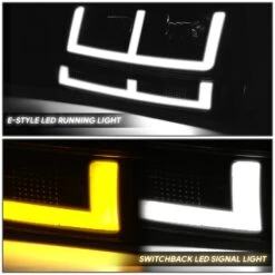 2003-2023 Chevy Express / GMC Savana Switchback E-Shape LED DRL Headlights - Black Housing Clear Lens Amber Side Markers -High-Efficiency Car Light Store 2003 2023 chevy express gmc savana switchback e shape led drl headlights black housing clear lens amber side markers 15