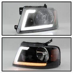 2004-2008 Ford F150 LED Tube Switchback Signal Headlights - Black -High-Efficiency Car Light Store 2004 2008 ford f150 led tube switchback signal headlights black 90