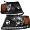 2004-2008 Ford F150 / Lincoln Mark LT LED DRL Headlights - Black Amber