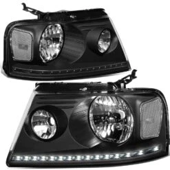 2004-2008 Ford F150 / Lincoln Mark LT LED DRL Headlights - Black Clear