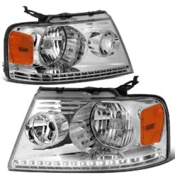 2004-2008 Ford F150 / Lincoln Mark LT LED DRL Headlights - Chrome Amber