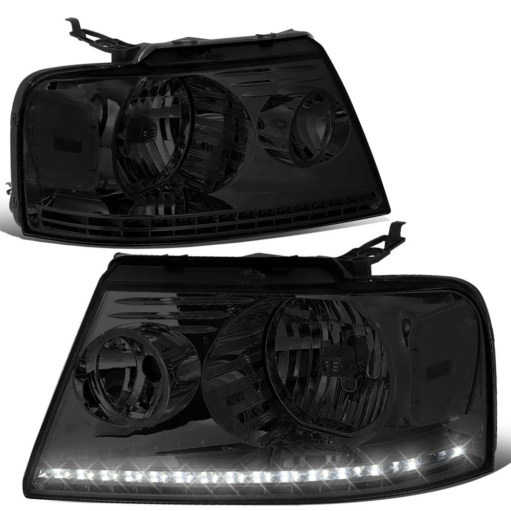 2004-2008 Ford F150 / Lincoln Mark LT LED DRL Headlights - Smoked Clear 1 2004-2008 Ford F150 / Lincoln Mark LT LED DRL Headlights - Smoked Clear