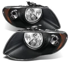 2005-2007 Chrysler Town & Country Replacement Crystal Headlights - Black