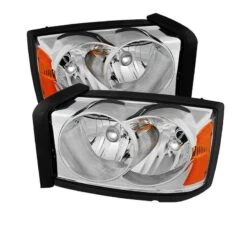 2005-2007 Dodge Dakota Replacement Crystal Headlights - Chrome