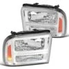 2005-2007 Ford F250/F350/F450 SuperDuty Dual LED Tube Reflector Headlights - Chrome