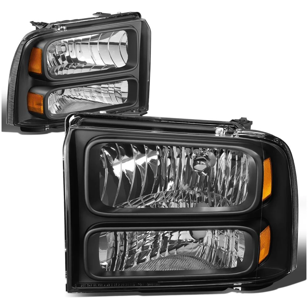 2005-2007 Ford F250 F350 Super Duty Crystal Replacement Headlights - Black 1 2005-2007 Ford F250 F350 Super Duty Crystal Replacement Headlights - Black