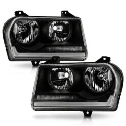 2005-2010 Chrysler 300 [Halogen] LED Tube W/Signal Headlights - Black Housing