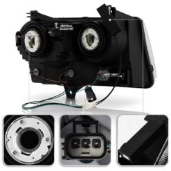 2005-2010 Chrysler 300 [Halogen] LED Tube W/Signal Headlights - Black Housing -High-Efficiency Car Light Store 2005 2010 chrysler 300 halogen led tube w signal headlights black housing 19