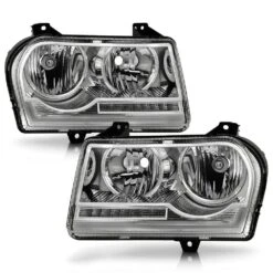 2005-2010 Chrysler 300 [Halogen] LED Tube W/Signal Headlights - Chrome Housing
