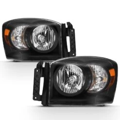 2006-2008 Dodge Ram 1500 250 3500 Pickup Crystal Headlights - Black