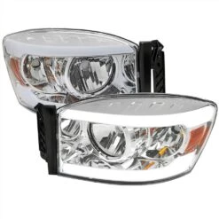 2006-2008 Dodge Ram LED Tube Factory Style Reflector Headlights - Chrome