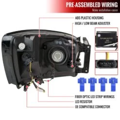 2006-2008 Dodge Ram Reflector Style LED Tube Strip Headlights - Smoked Chrome -High-Efficiency Car Light Store 2006 2008 dodge ram reflector style led tube strip headlights smoked chrome 66