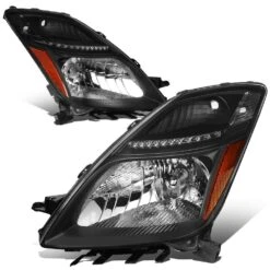 DNA 2006-2009 Toyota Prius Front Bumper HID Xenon Headlight Headlamps - Black Housing Amber Side Marker