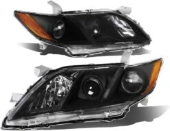 2007-2009 Toyota Camry OE-Style Black Housing Projector Headlights - Amber Side Markers