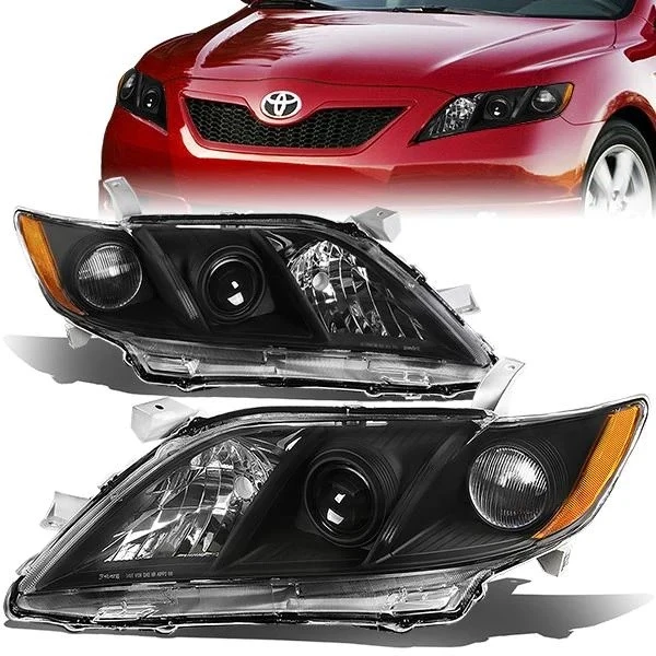 2007-2009 Toyota Camry OE-Style Black Housing Projector Headlights - Amber Side Markers 4 2007-2009 Toyota Camry OE-Style Black Housing Projector Headlights - Amber Side Markers - Image 4