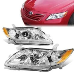 2007-2009 Toyota Camry OE-Style Chrome Housing Projector Headlights - Amber Side Markers -High-Efficiency Car Light Store 2007 2009 toyota camry oe style chrome housing projector headlights amber side markers 62