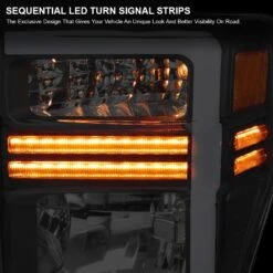 2008-2010 Ford F250/F350 SuperDuty Reflector Headlights W/ LED Tube & Sequential Turn Signals - Black Housing -High-Efficiency Car Light Store 2008 2010 ford f250 f350 superduty reflector headlights w led tube sequential turn signals black housing 16