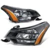 DNA 2008-2011 Ford Focus Sedan/Coupe OE Factory Style Headlights - Black Housing Amber Reflector