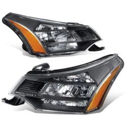 DNA 2008-2011 Ford Focus Sedan/Coupe OE Factory Style Headlights - Black Housing Amber Reflector
