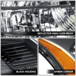 DNA 2008-2011 Ford Focus Sedan/Coupe OE Factory Style Headlights - Black Housing Amber Reflector -High-Efficiency Car Light Store 2008 2011 ford focus sedan coupe oe factory style headlights black housing amber reflector 77