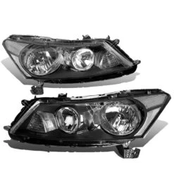 2008-2012 Honda Accord 4DR Sedan JDM Style Crystal Headlights - Black