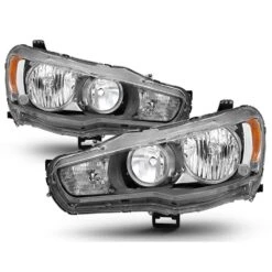 2008-2016 Mitsubishi Lancer Replacement Black Headlights Set