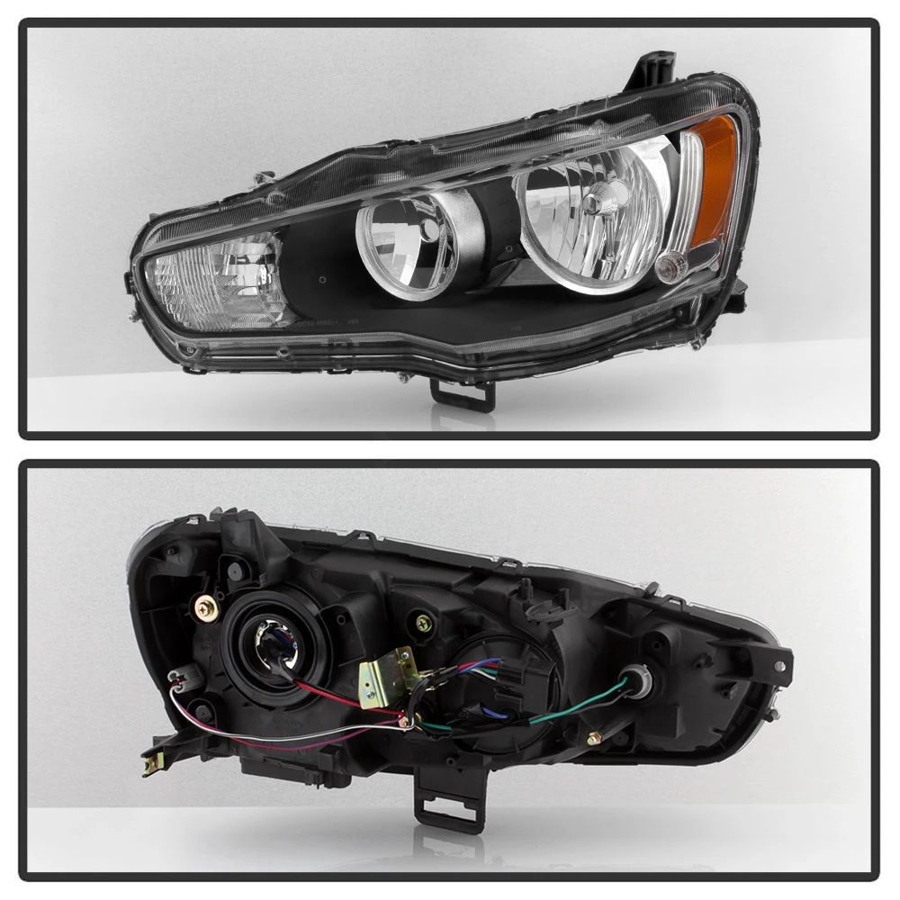 2008-2016 Mitsubishi Lancer Replacement Black Headlights Set 2 2008-2016 Mitsubishi Lancer Replacement Black Headlights Set - Image 2