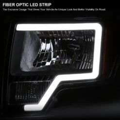 2009-2014 Ford F150 OE-Style Reflector Headlights W/ LED DRL Tube - Black Housing -High-Efficiency Car Light Store 2009 2014 ford f150 oe style reflector headlights w led drl tube black housing 91