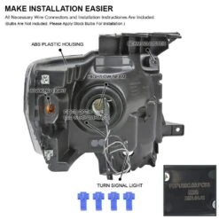 2009-2014 Ford F150 Reflector Headlights W/ Dual LED Tube DRL - Black Housing -High-Efficiency Car Light Store 2009 2014 ford f150 reflector headlights w dual led tube drl black housing 74