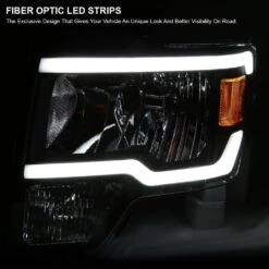 2009-2014 Ford F150 Reflector Headlights W/ Dual LED Tube DRL - Black Housing -High-Efficiency Car Light Store 2009 2014 ford f150 reflector headlights w dual led tube drl black housing 77