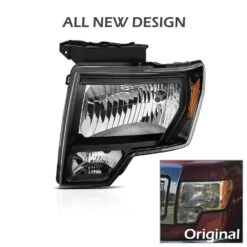 2009-2014 Ford F150 Reflector OE-Style Headlights - Black Housing -High-Efficiency Car Light Store 2009 2014 ford f150 reflector oe style headlights black housing 100