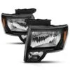 2009-2014 Ford F150 Reflector OE-Style Headlights - Black Housing