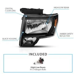 2009-2014 Ford F150 Reflector OE-Style Headlights - Black Housing -High-Efficiency Car Light Store 2009 2014 ford f150 reflector oe style headlights black housing 94