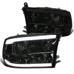 2009-2018 Dodge Ram 1500 2500 3500 LED Dual Bar Reflector Headlights - Smoked