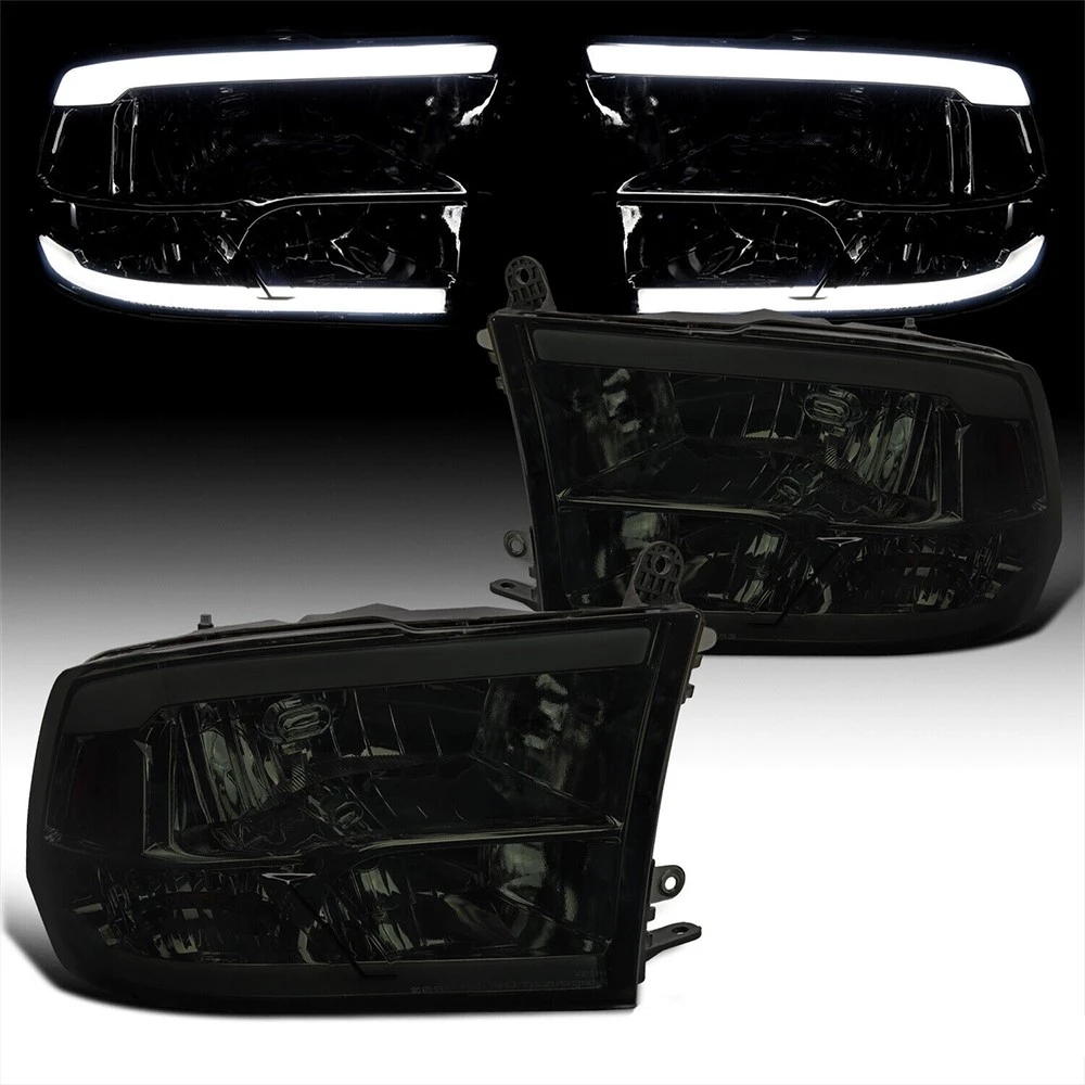 2009-2018 Dodge Ram 1500 2500 3500 LED Dual Bar Reflector Headlights - Smoked 9 2009-2018 Dodge Ram 1500 2500 3500 LED Dual Bar Reflector Headlights - Smoked - Image 9