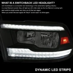 2009-2018 Dodge Ram LED DRL/Switchback Dual Reflector Headlights - Black -High-Efficiency Car Light Store 2009 2018 dodge ram led drl switchback dual reflector headlights black 100