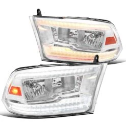 2009-2018 Dodge Ram LED DRL/Switchback Dual Reflector Headlights - Chrome