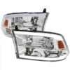 2009-2018 Dodge Ram LED Tube Quad Reflector Headlights - Chrome