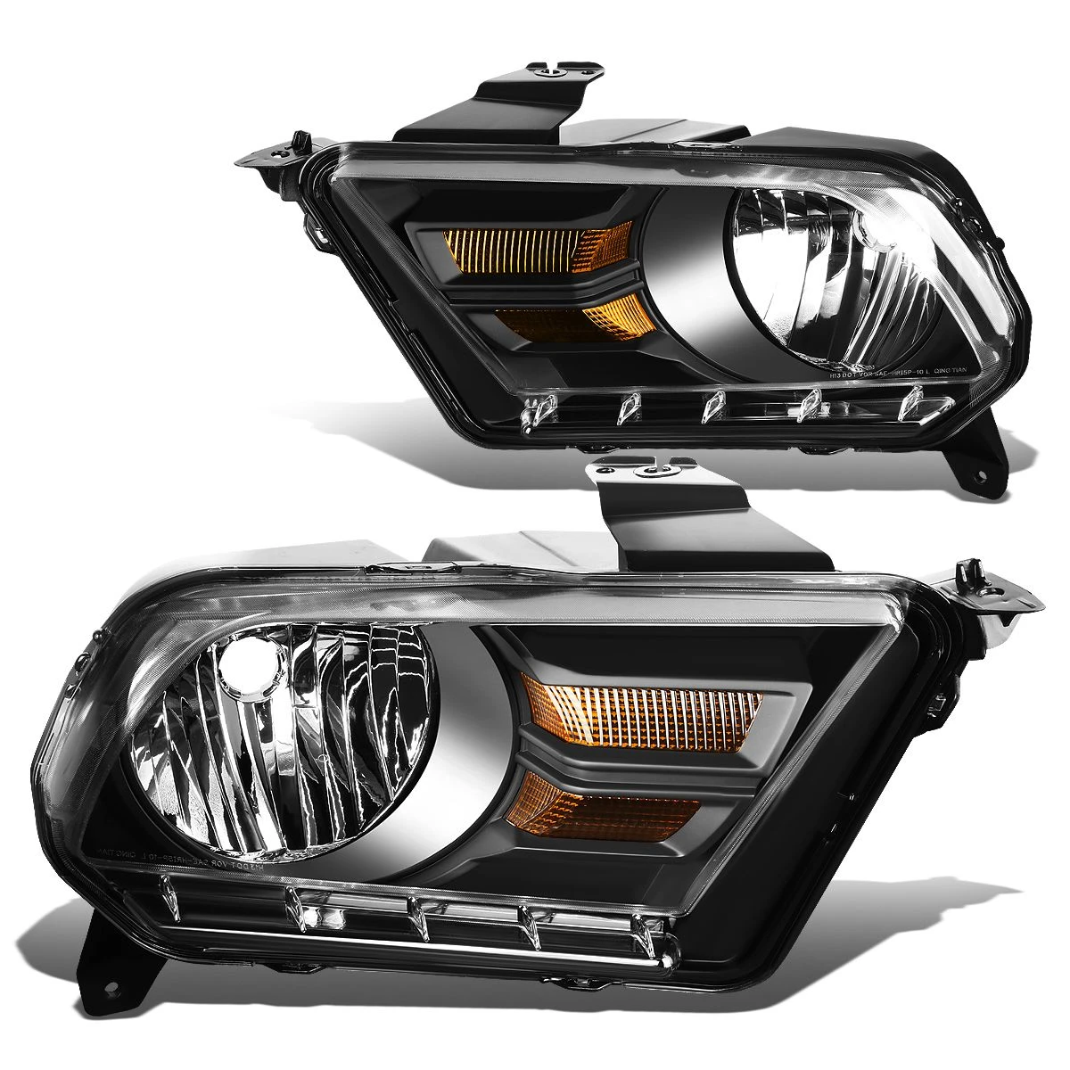 HID Combo 2010-14 Ford Mustang S197 Pair Of Headlight & Corner Light (Black Housing / Amber Reflector) 2 HID Combo 2010-14 Ford Mustang S197 Pair Of Headlight & Corner Light (Black Housing / Amber Reflector) - Image 2