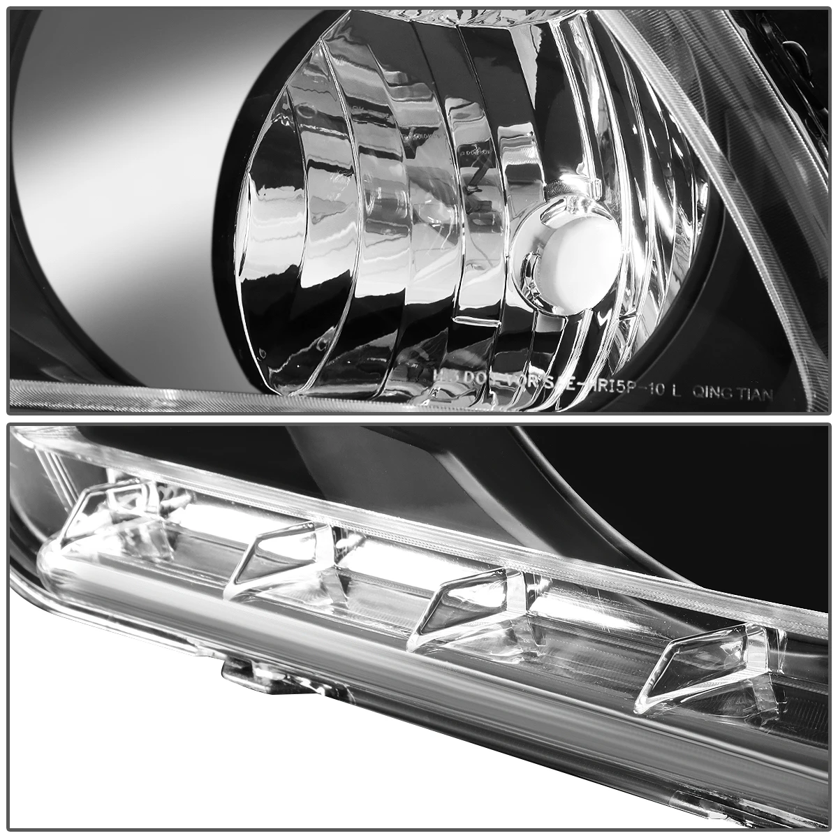 2010-14 Ford Mustang S197 Pair Of Headlight & Corner Light (Black Housing / Amber Reflector) 4 2010-14 Ford Mustang S197 Pair Of Headlight & Corner Light (Black Housing / Amber Reflector) - Image 4