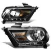 2010-14 Ford Mustang S197 Pair Of Headlight & Corner Light (Black Housing / Amber Reflector)