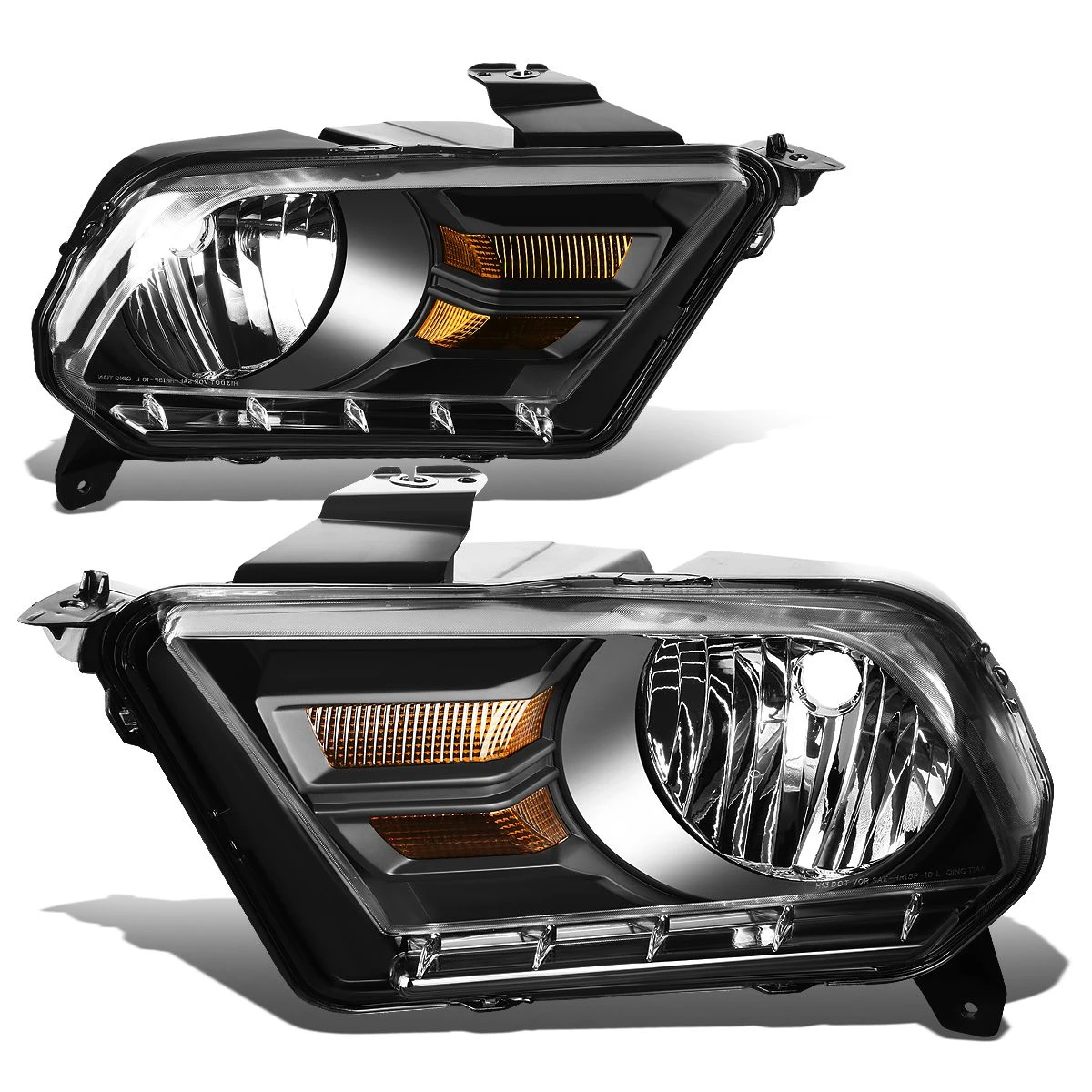 2010-14 Ford Mustang S197 Pair Of Headlight & Corner Light (Black Housing / Amber Reflector) 1 2010-14 Ford Mustang S197 Pair Of Headlight & Corner Light (Black Housing / Amber Reflector)