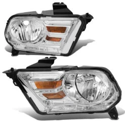 2010-14 Ford Mustang S197 Pair Of Headlight & Corner Light (Chrome Housing / Amber Reflector) -High-Efficiency Car Light Store 2010 14 ford mustang s197 pair of headlight corner light chrome housing amber reflector 85