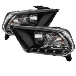 2010-2013 Ford Mustang Euro Style Crystal Headlights - Black