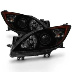 2010-2013 Mazda 3 [Halogen Model] Projector Headlights - Black Smoked