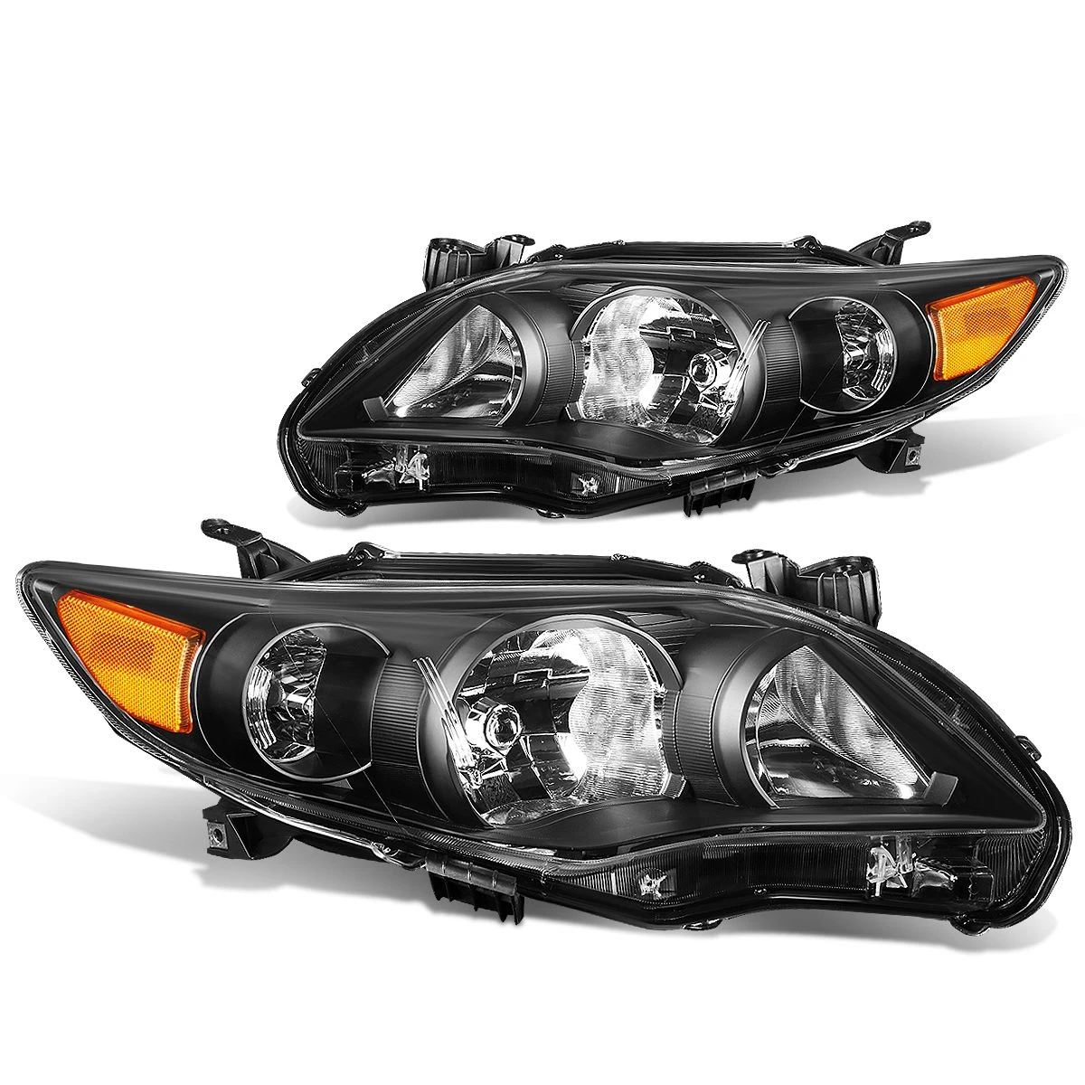 HID Combo 2011-13 Toyota Corolla Sedan Pair Of Headlight & Corner Light (Black Housing Amber Reflector) 2 HID Combo 2011-13 Toyota Corolla Sedan Pair Of Headlight & Corner Light (Black Housing Amber Reflector) - Image 2