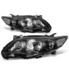 2011-13 Toyota Corolla Sedan Pair Of Headlight & Corner Light (Black Housing Clear Reflector)