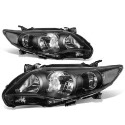 2011-13 Toyota Corolla Sedan Pair Of Headlight & Corner Light (Black Housing Clear Reflector)