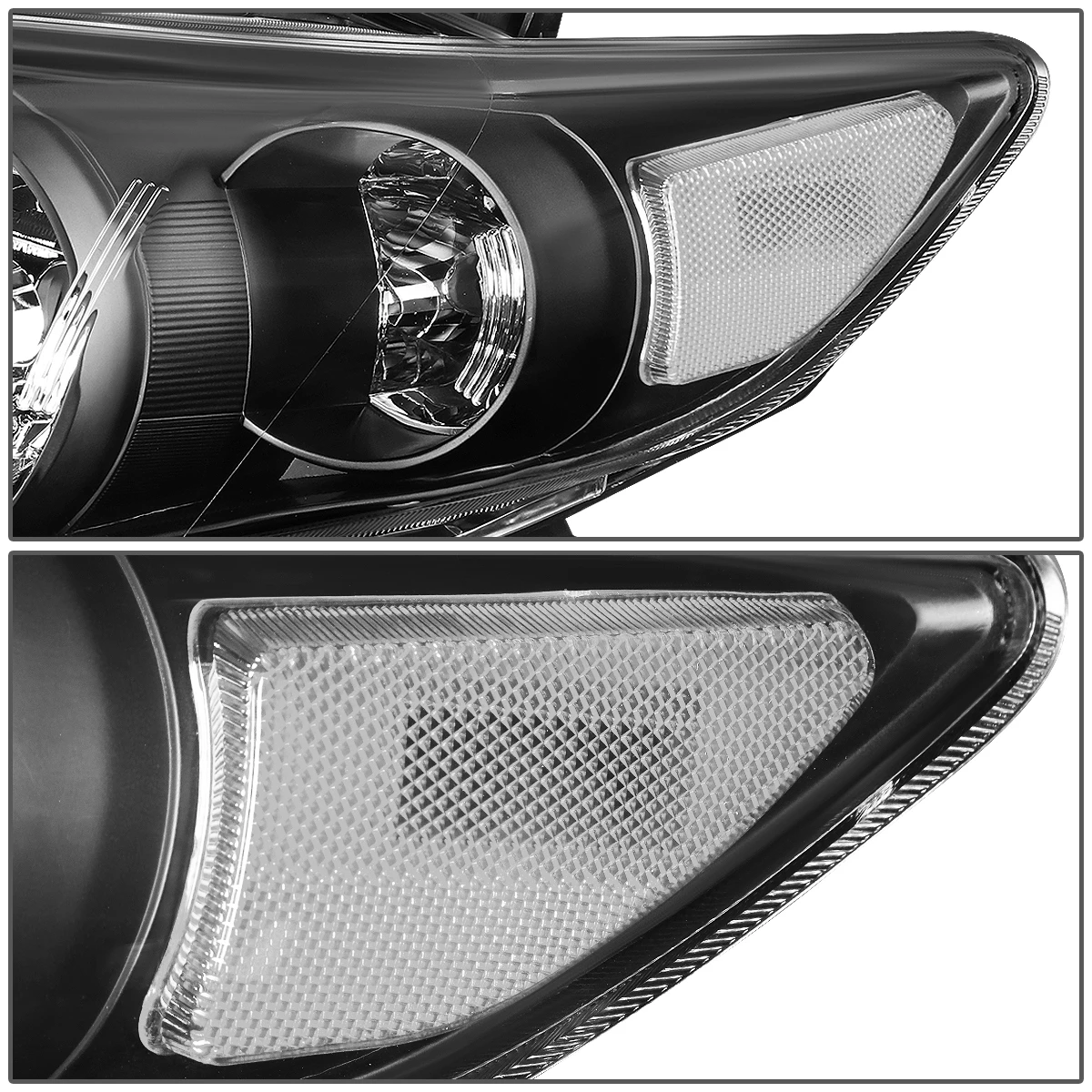 2011-13 Toyota Corolla Sedan Pair Of Headlight & Corner Light (Black Housing Clear Reflector) 5 2011-13 Toyota Corolla Sedan Pair Of Headlight & Corner Light (Black Housing Clear Reflector) - Image 5